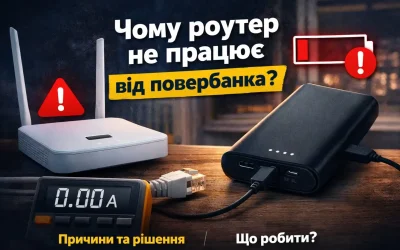 Роутер не працює від повербанка: причини і як виправити